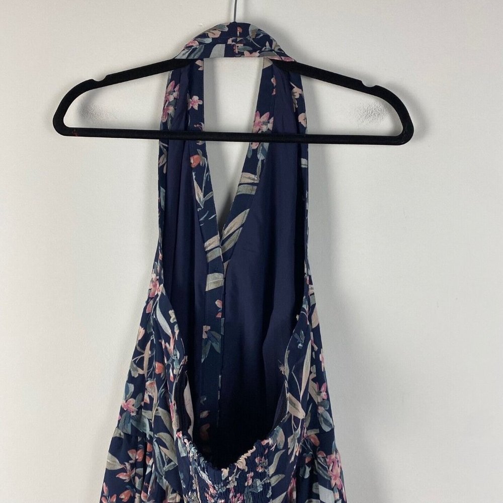 Gal Meets Glam Siena Dress Size 10P Blue Floral Maxi Halter Smocked Flowy - Picture 6 of 10